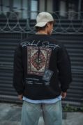 Uzun Kol Bisiklet Yaka Baskılı SweatShirt - Siyah resmi