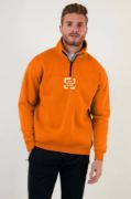 Oversize Yarım Farmuarlı Yakalı Özel Tasarım Basic SweatShirt - Turuncu resmi