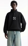 Oversize Yarım Farmuarlı Yakalı Özel Tasarım Basic SweatShirt - Siyah resmi