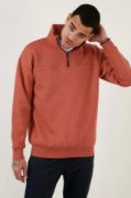 Oversize Yarım Farmuarlı Yakalı Basic SweatShirt - Gül Kurusu resmi