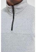 Oversize Yarım Farmuarlı Yakalı Basic SweatShirt - Gri resmi