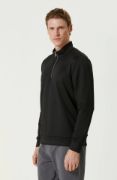Unisex Uzun Kol Yarım Farmuarlı Yakalı Basic SweatShirt - Siyah resmi