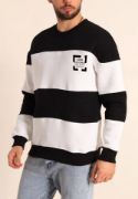 Bisiklet Yaka Parçalı Özel Üretim Sweatshirt- Siyah resmi
