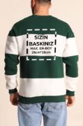 Bisiklet Yaka Parçalı Özel Üretim Sweatshirt- Yeşil resmi