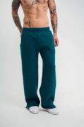 Unisex Boru Paça Baggy Eşofman Pantalon - Koyu Deniz Yeşili resmi