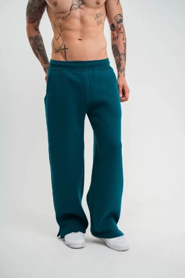 Unisex Boru Paça Baggy Eşofman Pantalon - Koyu Deniz Yeşili resmi