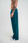 Unisex Boru Paça Baggy Eşofman Pantalon - Koyu Deniz Yeşili resmi