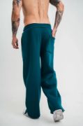 Unisex Boru Paça Baggy Eşofman Pantalon - Koyu Deniz Yeşili resmi