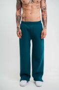 Unisex Boru Paça Baggy Eşofman Pantalon - Koyu Deniz Yeşili resmi