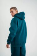 Unisex Double Oversize Kapşonlu Basic SweatShirt - Koyu Deniz Yeşili resmi