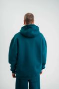 Unisex Double Oversize Kapşonlu Basic SweatShirt - Koyu Deniz Yeşili resmi
