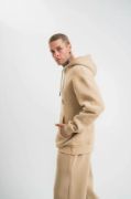 Unisex Double Oversize Kapşonlu Basic SweatShirt - Bej resmi