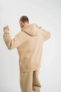 Unisex Double Oversize Kapşonlu Basic SweatShirt - Bej resmi