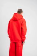 Unisex Double Oversize Kapşonlu Basic SweatShirt - Kırmızı resmi