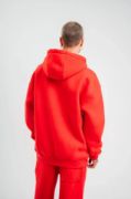 Unisex Double Oversize Kapşonlu Basic SweatShirt - Kırmızı resmi