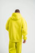 Unisex Double Oversize Kapşonlu Basic SweatShirt - Sarı resmi