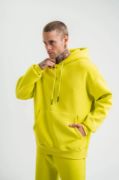 Unisex Double Oversize Kapşonlu Basic SweatShirt - Sarı resmi
