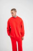 Uzun Kol Bisiklet Yaka Basic SweatShirt - Kırmızı resmi