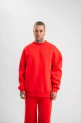 Uzun Kol Bisiklet Yaka Basic SweatShirt - Kırmızı resmi
