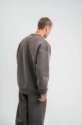 Uzun Kol Bisiklet Yaka Basic SweatShirt - Füme resmi