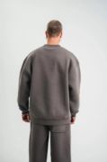Uzun Kol Bisiklet Yaka Basic SweatShirt - Füme resmi