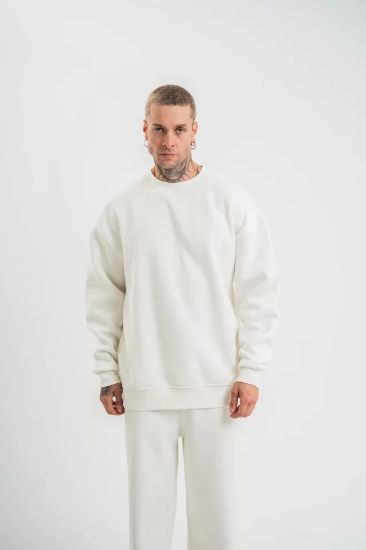 Uzun Kol Bisiklet Yaka Basic SweatShirt - Beyaz resmi