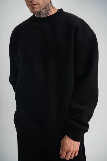 Uzun Kol Bisiklet Yaka Basic SweatShirt - Siyah resmi