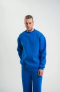 Uzun Kol Bisiklet Yaka Basic SweatShirt - Mavi resmi