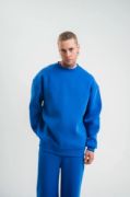 Uzun Kol Bisiklet Yaka Basic SweatShirt - Mavi resmi