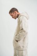 Unisex Double Oversize Kapşonlu Yıkamalı SweatShirt - Krem resmi