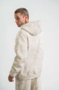 Unisex Double Oversize Kapşonlu Yıkamalı SweatShirt - Krem resmi