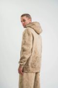 Unisex Double Oversize Kapşonlu Yıkamalı SweatShirt - Bej resmi