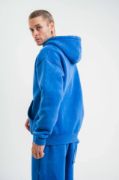 Unisex Double Oversize Kapşonlu Yıkamalı SweatShirt - Mavi resmi