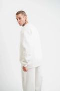 Unisex Uzun Kol Bisiklet Yaka Yıkamalı SweatShirt - Beyaz resmi
