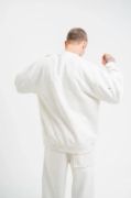 Unisex Uzun Kol Bisiklet Yaka Yıkamalı SweatShirt - Beyaz resmi