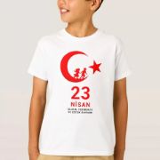 23 Nisan Çocuk Bayramı Baskılı Özel T-shirt - Beyaz resmi