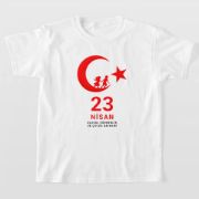 23 Nisan Çocuk Bayramı Baskılı Özel T-shirt - Beyaz resmi