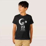 23 Nisan Çocuk Bayramı Baskılı Özel T-shirt - Siyah resmi