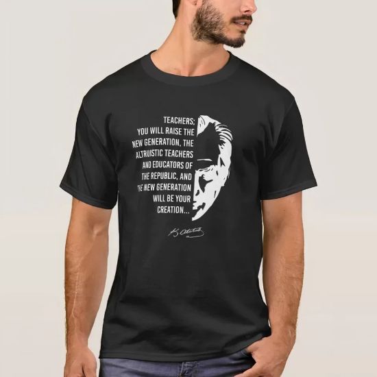 24 Kasım Öğretmenler Günü Baskılı T-shirt - Siyah resmi