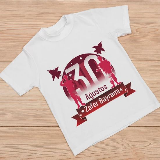 30 Ağustos Unisex Baskılı T-shirt - Beyaz resmi