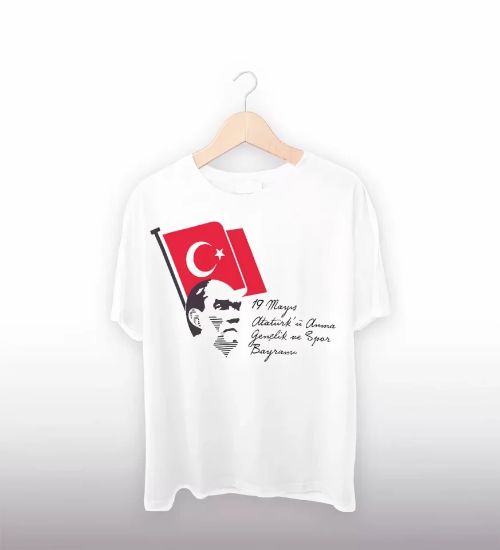 19 Mayıs 20/1 Baskılı T-shirt - Beyaz resmi