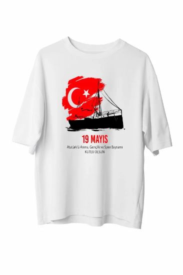 19 Mayıs 20/1 Unisex Baskılı T-shirt - Beyaz resmi