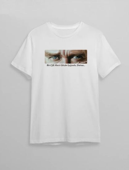 10 Kasım Unisex Atatürk Baskılı T-shirt - Beyaz resmi
