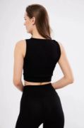 Fitilli Baskılı Crop - Siyah resmi