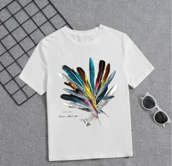 Kız Çocuk Baskılı T-Shirt - Beyaz resmi
