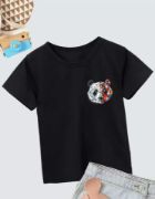 Unisex Çocuk Baskılı T-Shirt - Siyah resmi