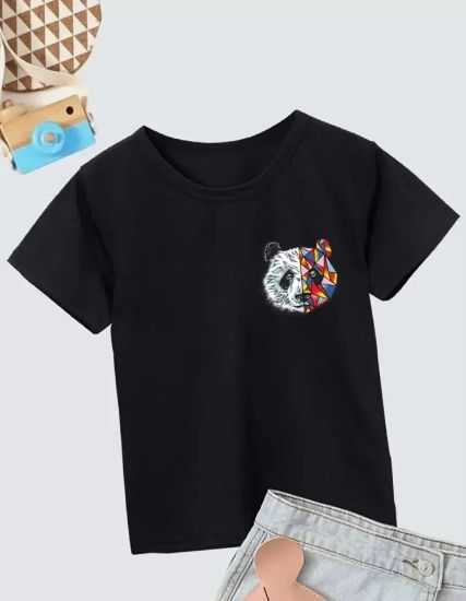Unisex Çocuk Baskılı T-Shirt - Siyah resmi