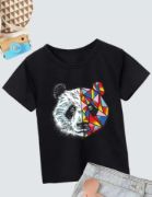 Unisex Çocuk Baskılı T-Shirt - Siyah resmi