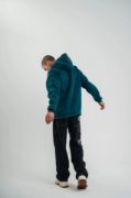 Unisex Uzun Kol Kapşonlu Yıkamalı Nakışlı SweatShirt - Koyu Deniz Yeşili resmi