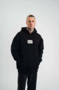 Unisex Kapşonlu Uzun Kol Patchli Nakışlı SweatShirt  - Siyah resmi
